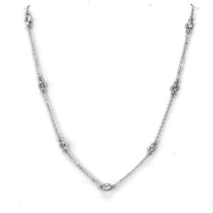 925 Sterling Silver and 8 CZ Crystal Necklace 18” with Extender 3”